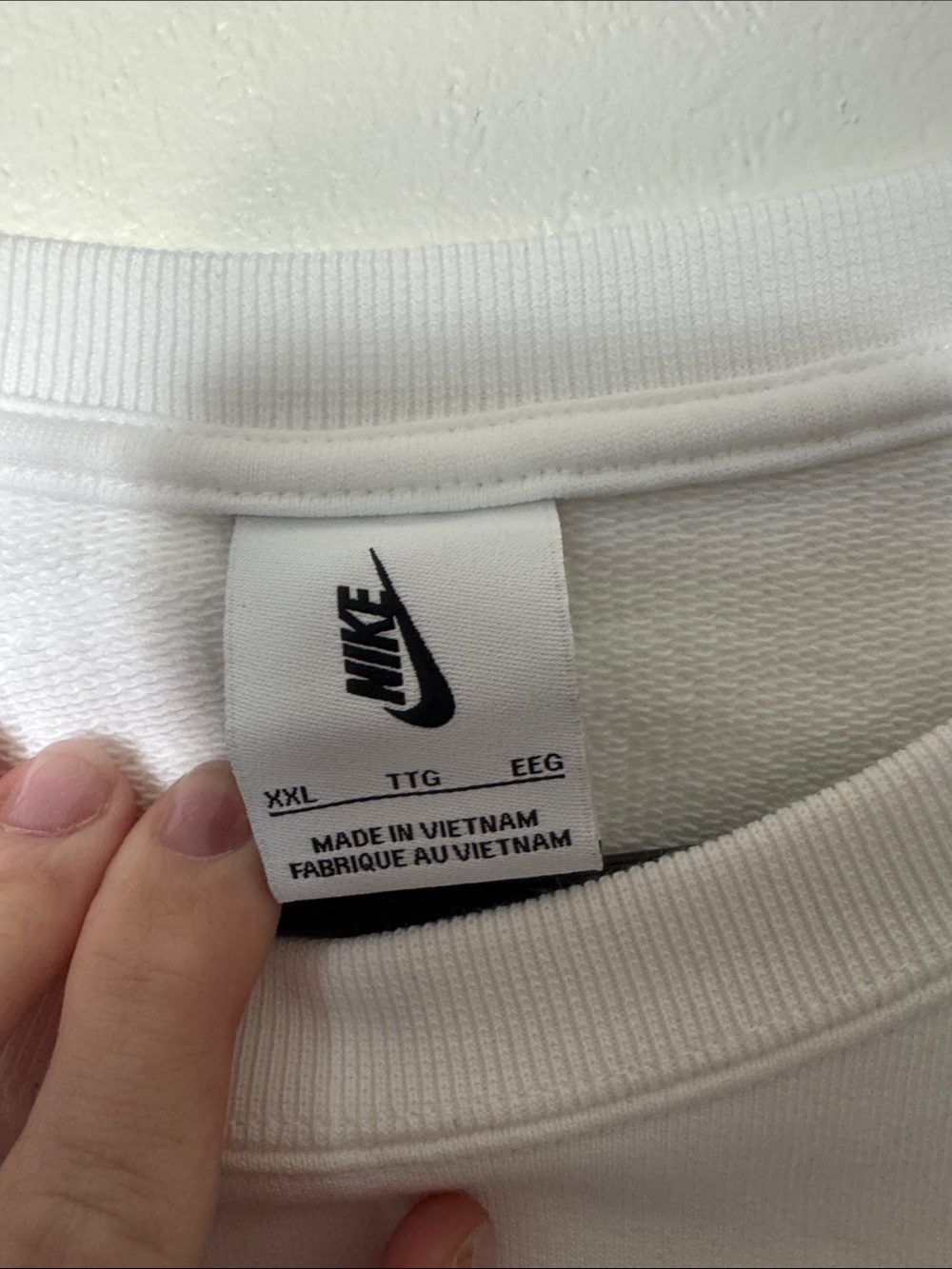 Nike White Crew Tee with Black Swoosh - Picture 2 of 4